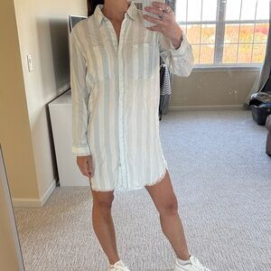 Striped Button-Down Shirt Dress or swim coverup